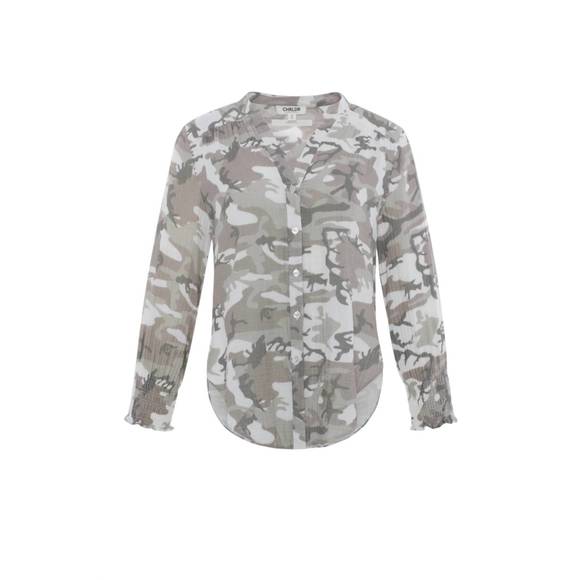 NEW CHRLDR jenny collarless shirt in grey camo - Picture 5 of 5
